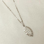 Load image into Gallery viewer, Eye Shape Diamond Pendant Necklace, 14k Solid Gold, Natural Diamonds, Baguette Cluster Stacking Chain Jewelry, Minimalist Layering Necklace