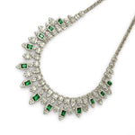 Load image into Gallery viewer, Halo Emerald Diamond Drop Necklace, 14k Solid Gold, Natural Diamond, Illusion Baguette Gemstone Necklace, Jewelry, Statement Wedding Jewelry