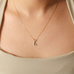Load image into Gallery viewer, Personalized Initial Halo Diamond Necklace, 14k Solid Gold, Natural Diamonds, Custom Alphabet Pendant, Everyday Name Necklace, Ready To Ship