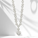 Load image into Gallery viewer, Halo Heart Drop Diamond Necklace, 14k Solid Gold, Natural Diamonds, Bridal Statement Necklace, Cluster Valentine Wedding Jewelry