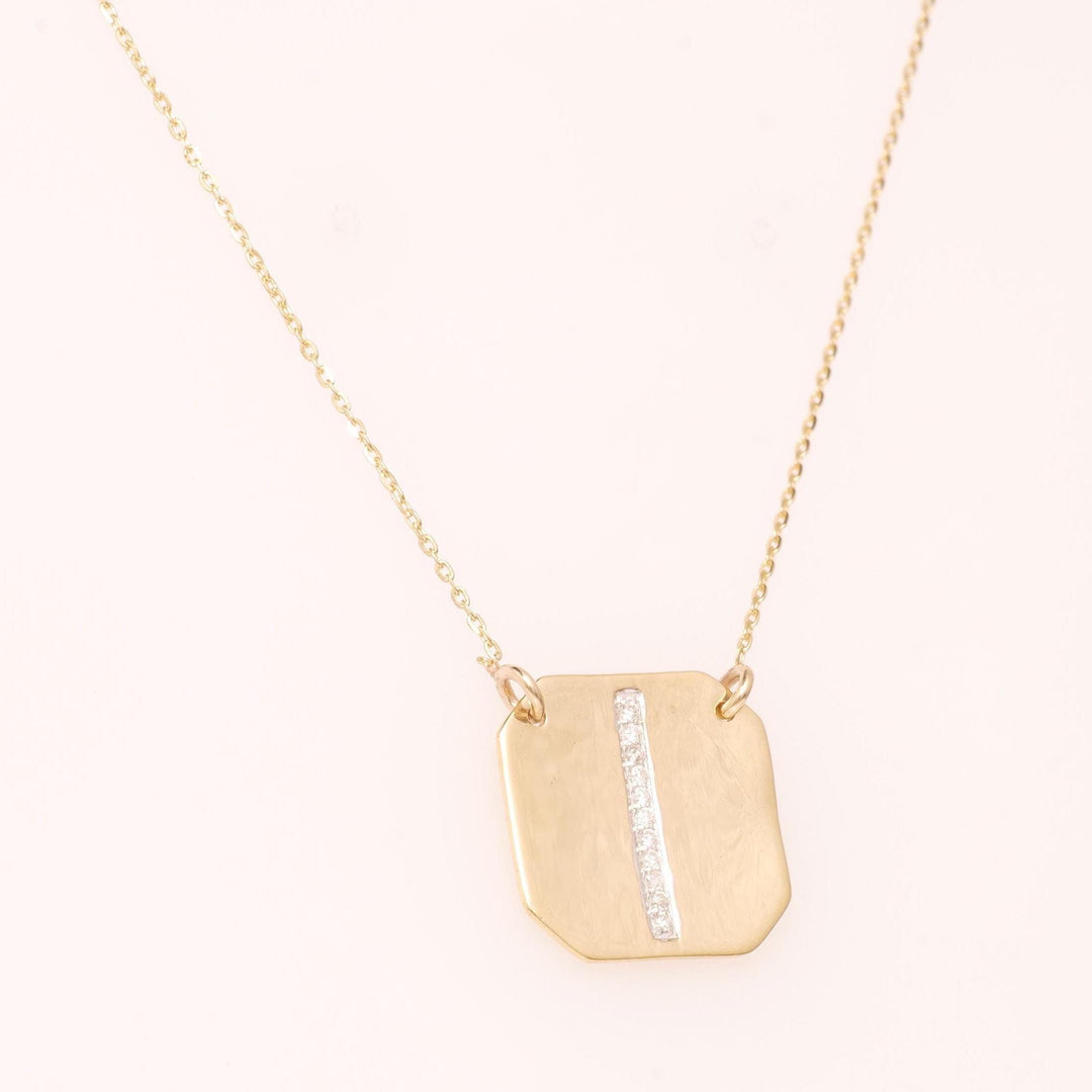 Personalized Geometric Initial Diamond Necklace, 14k Solid Gold, Natural Diamonds, Everyday Layering Pendant, Minimal Letter, Ready To Ship