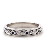 Load image into Gallery viewer, Blue Sapphires & Diamonds Eternity Band Ring, 14K Solid Gold, Natural Diamonds, Stacking Gold Band, Ready To Ship, Women's Day Gift