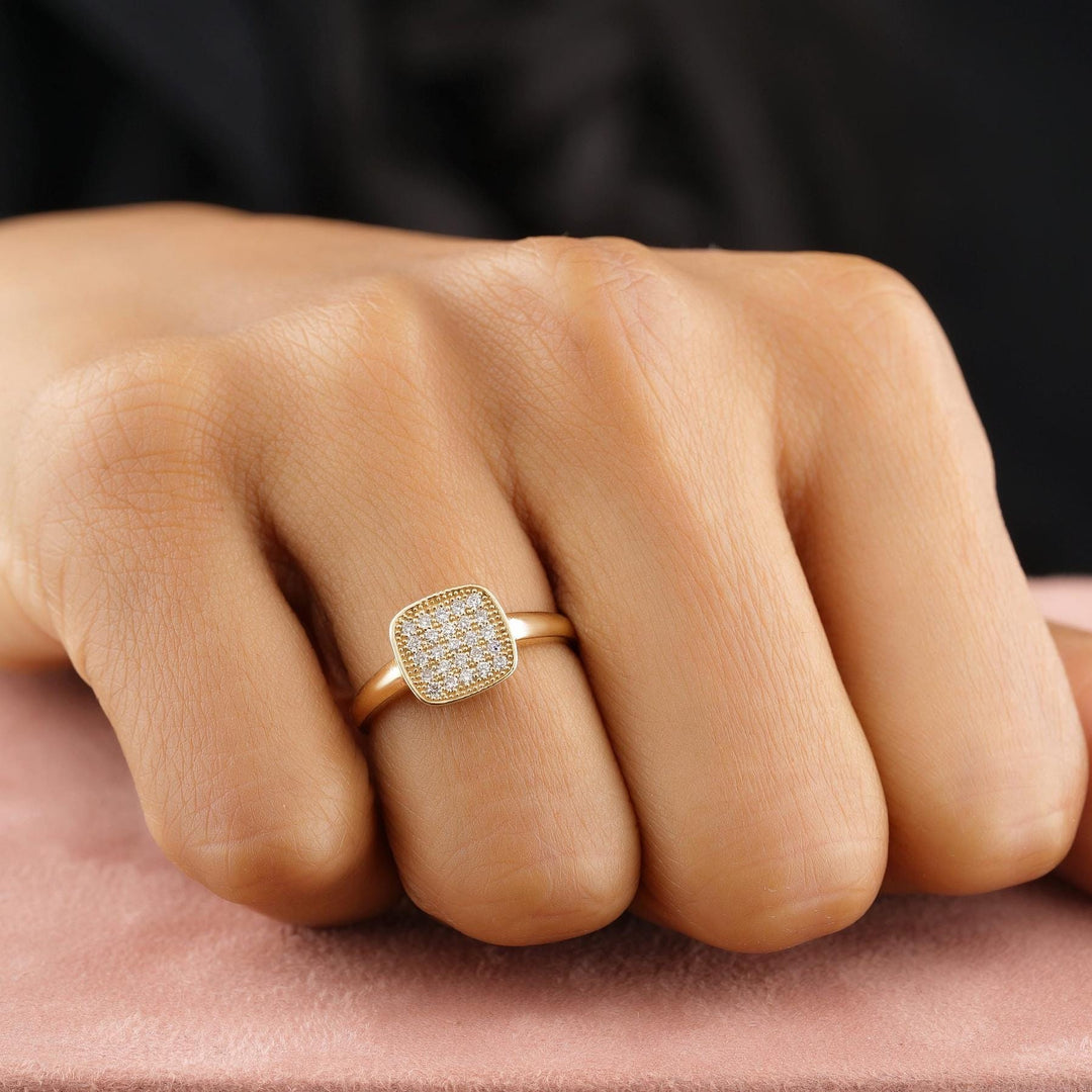 Square Cluster Diamond Men Ring, 14k Solid Gold, Natural Diamonds, Men's Engagement Ring, Gift for him, Pave Set Statement Jewelry