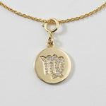 Load image into Gallery viewer, Virgo Horoscope Birth Sign Charm, 14k Solid Gold, Natural Diamonds, Zodiac Jewelry, Everyday Jewelry, Astrology Gift