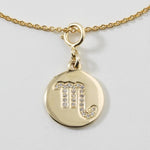 Load image into Gallery viewer, Scorpio Horoscope Birth Sign Charm, 14k Solid Gold, Natural Diamond, Zodiac Constellation Everyday Jewelry, Astrology Gift