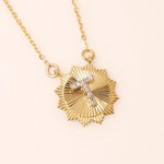 Load image into Gallery viewer, Personalized Medallion Initial Diamond Necklace, 14k Solid Gold, Natural Diamonds, Everyday Layering Pendant, Sunburst Letter, Ready To Ship