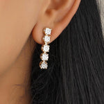 Load image into Gallery viewer, Diamond String Earrings With Illusion Setting, 14k Solid Gold, Natural Diamonds, Dangle Drop Earrings, Statement Earrings, Certified Jewelry