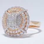 Load image into Gallery viewer, Baguette Cluster Halo Natural Diamond Ring: 14k Solid Gold Two-Toned Illusion Ring, Certified Jewelry