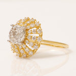 Load image into Gallery viewer, Floral Diamond Cluster Ring, 14k Solid Gold, Natural Diamonds, Illusion Dome Setting Ring, Two Toned Ring, Ready To Ship, Certified Jewelry