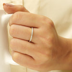 Load image into Gallery viewer, Diamond Half Eternity Band, 14k Solid Gold, Natural Diamonds, Stackable Everyday Ring, Minimalistic Jewelry, Ready To Ship