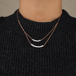 Load image into Gallery viewer, Double Arc Layered Diamond Necklace, Dual Tone Necklace in 14k Solid Gold, Natural Diamonds, Ready To Ship, Women's Day Gift