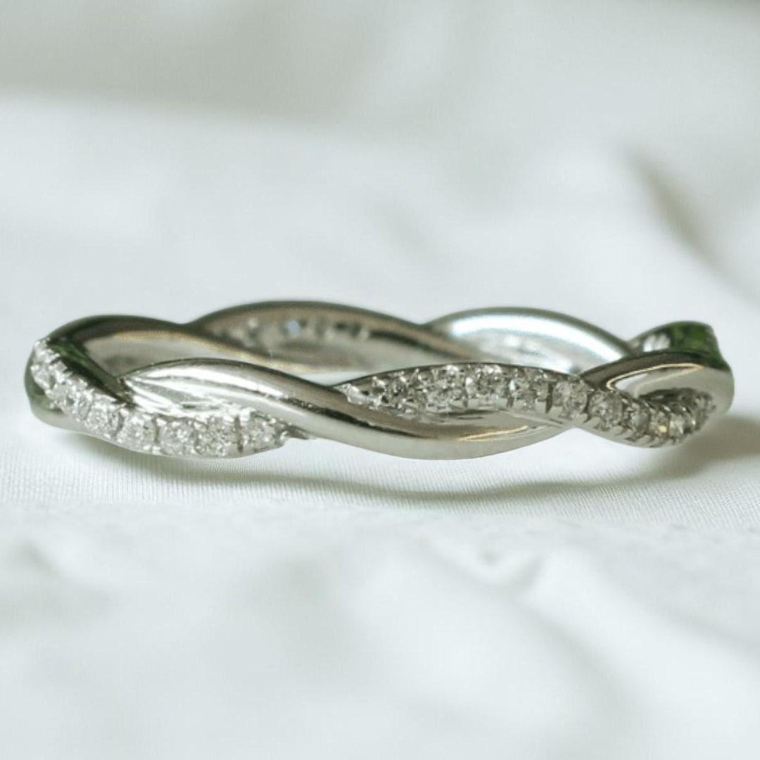 Diamond Eternity Band in 14k Solid Gold, Twisted Rope Diamond Band, Natural Diamonds, Ready To Ship, Women's Day Gift