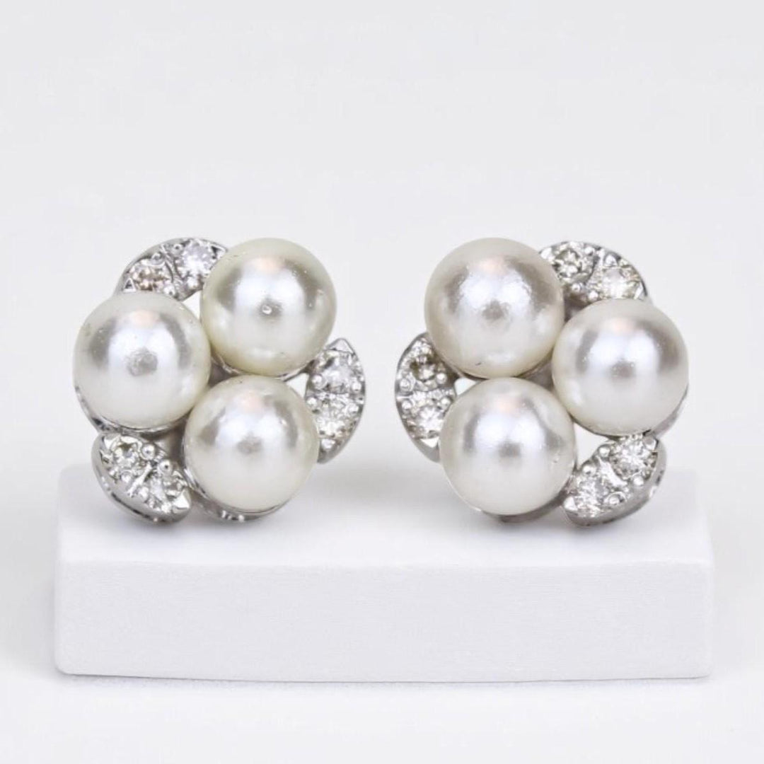 Pearl Stud Diamond Earrings In 14kt Solid Gold, Gemstone Earrings With Natural Diamonds, Ready To Ship, Women's Day Gift