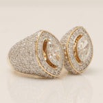 Load image into Gallery viewer, Marquise Halo Natural Diamond Band Ring: 14k Solid Gold Ring Cluster Cocktail Jewellery, Certified Jewelry