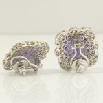 Load image into Gallery viewer, Tanzanite Cushion Halo Diamond Earrings, 14K Solid Gold, Natural Diamonds, Floral Gemstone Statement Studs, Ready To Ship, HRD Certified