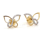 Load image into Gallery viewer, Kids Butterfly Diamond Stud Earrings, 14k Solid Gold, Natural Diamonds, Open Wing Insect Jewelry, Gift for toddlers/girls, Ready To Ship