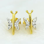 Load image into Gallery viewer, Kids Dragonfly Diamond Stud Earrings, 14k Solid Gold, Natural Diamond, Insect Jewelry, Gift for toddlers/girls, Ready To Ship, HRD Certified