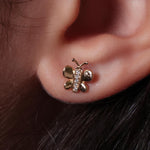 Load image into Gallery viewer, Kids Butterfly Diamond Stud Earrings, 14k Solid Gold, Natural Diamonds, Kids Insect Jewelry, Gift for toddlers/girls/kids, Ready To Ship