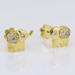 Load image into Gallery viewer, Kids Elephant Diamond Stud Earrings, 14k Solid Gold, Natural Diamonds, Kids jewelry, Gift for toddlers/girls/kids, Ready To Ship