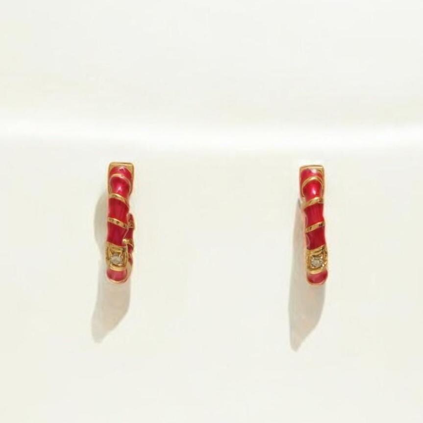 Kids Pink Enamel Diamond Hoops, 14k Solid Gold, Natural Diamond, Minimalist Studs, Gift for toddlers/girls/kids, Ready To Ship
