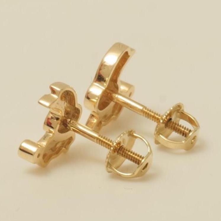 Kids Bunny Diamond Earrings, 14k Solid Gold, Natural Diamonds, Animal Jewelry, Minimalistic Gift for toddlers/girls/kids, Ready To Ship