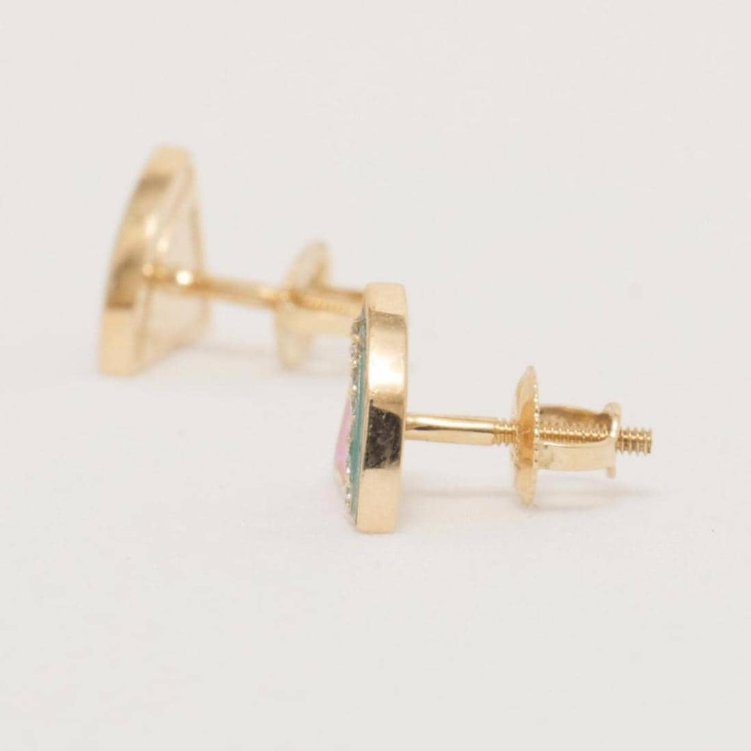 Kids Watermelon Diamond Earrings, 14k Solid Gold, Colorful Enamel Studs, Natural Diamonds, Gift for toddlers/girls/kids, Ready To Ship