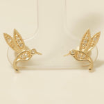 Load image into Gallery viewer, Hummingbird Diamond Kids Stud Earrings, 14k Solid Gold, Natural Diamonds, Everyday jewelry, Gift for toddlers/girls, Ready To Ship