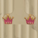 Load image into Gallery viewer, Diamond Crown Kids Earrings, Pink Enamel Studs, 14k Solid Gold, Natural Diamonds, Everyday jewelry, Gift for toddlers/girls, Ready To Ship