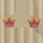 Load image into Gallery viewer, Diamond Crown Kids Earrings, Pink Enamel Studs, 14k Solid Gold, Natural Diamonds, Everyday jewelry, Gift for toddlers/girls, Ready To Ship