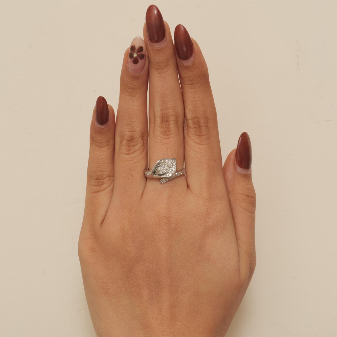 Leaf Diamond Ring, 14k Solid Gold, Natural Diamonds, Wrap Around Ring, Everyday Diamond Ring, Statement Ring, Gift for Her