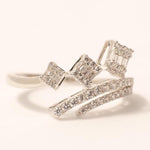 Load image into Gallery viewer, Three Square Natural Diamond Ring: 14k Solid Gold Geometric Cocktail Wrap Band Ring, Certified Jewelry