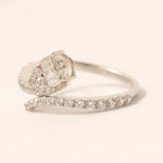 Load image into Gallery viewer, Leaves Natural Diamond Ring, 14k Solid Gold Round & Baguette Bypass Wrap Band, Certified Jewelry