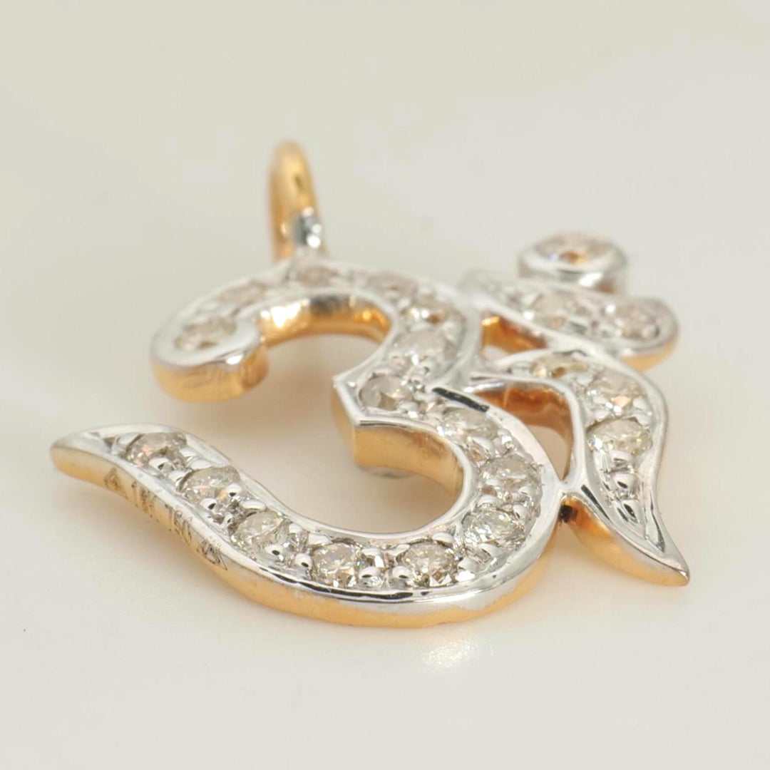 Religious Om Diamond Pendant, 14k Solid Gold, Natural Diamonds, Stacking Pendant, Spiritual Symbol Necklace, Everday Jewelry, Gift For Her