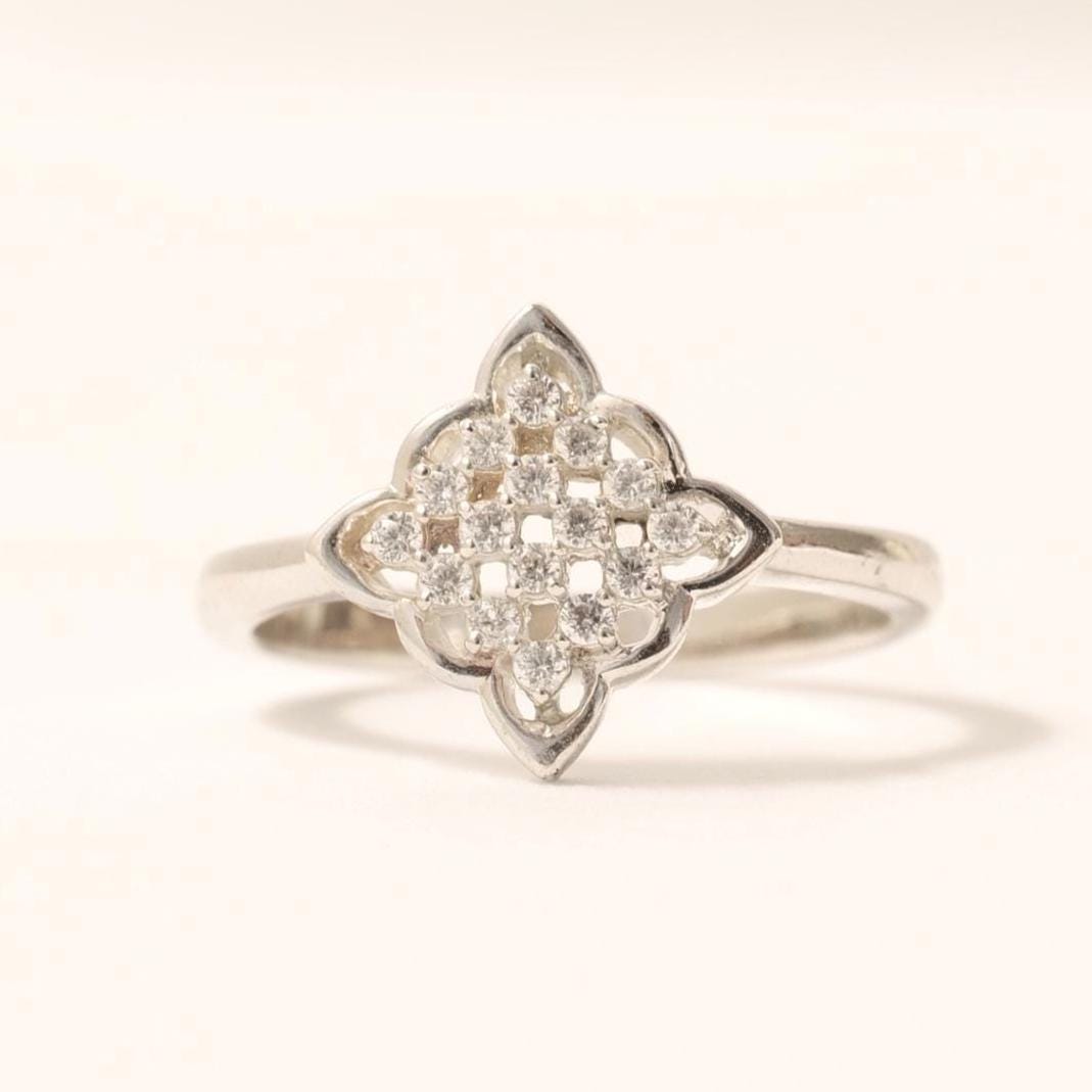 Diamond Snowflake Gold Ring, 14k Solid Gold, Filigree Diamond Band, Cluster Ring, Natural Diamond, Everyday Jewelry, Gift For Her