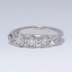 Load image into Gallery viewer, Hexagon Diamond Ring, 14k Solid Gold, Natural Diamonds, Geometric Band, Illusion Set, Modern Stacking Ring, Everyday Jewelry, Gift for Her