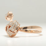 Load image into Gallery viewer, Knots Diamond Ring, 14K Solid Gold, Centre Open Cuff Ring, Natural Diamonds, Statement Jewelry, Gift For Her