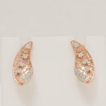 Load image into Gallery viewer, Floral Natural Diamond Studs: 14k Solid Gold Leaf Swirl Statement Earrings, IGI Certified, Ready To Ship