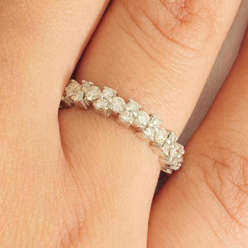 Diamond Eternity Band Ring, 14k Solid Gold, Natural Diamonds, Forever Wedding Ring, Stackable Jewelry, Promise Ring, Gift for Her
