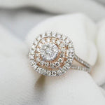 Load image into Gallery viewer, Halo Diamond Engagement Ring, Illusion Setting, 14K Solid Gold, Natural Diamonds, Statement Ring, Gift For Her