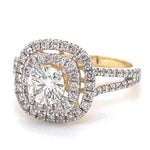 Load image into Gallery viewer, Halo Diamond Engagement Ring, Illusion Setting, 14K Solid Gold, Natural Diamonds, Statement Ring, Gift For Her