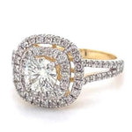 Load image into Gallery viewer, Halo Diamond Engagement Ring, Illusion Setting, 14K Solid Gold, Natural Diamonds, Statement Ring, Gift For Her