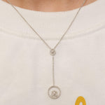 Load image into Gallery viewer, Circle Drop Diamond Pendant, 14k Solid Gold, Natural Diamonds, Stackable Adjustable Necklace, Geometric Everyday Jewelry, Gift for Her