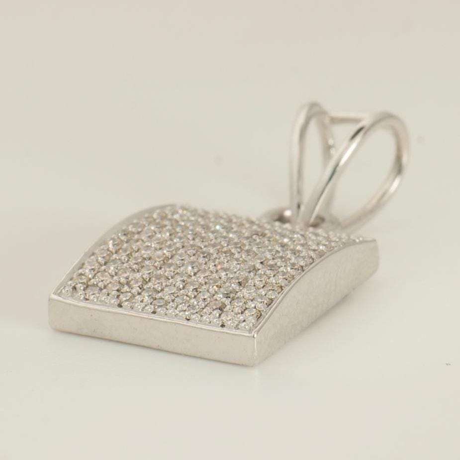 Square Diamond Pendant, 14k Solid Gold, Natural Diamonds, Stackable Everyday Adjustable Necklace, Layering Statement Jewelry, Gift for Her