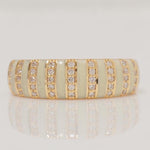 Load image into Gallery viewer, Enamel Diamond Band Ring, 14k Solid Gold, Natural Diamonds, Minimalist Striped Stackable Rings, Everyday Statement Jewelry, Gift For Her