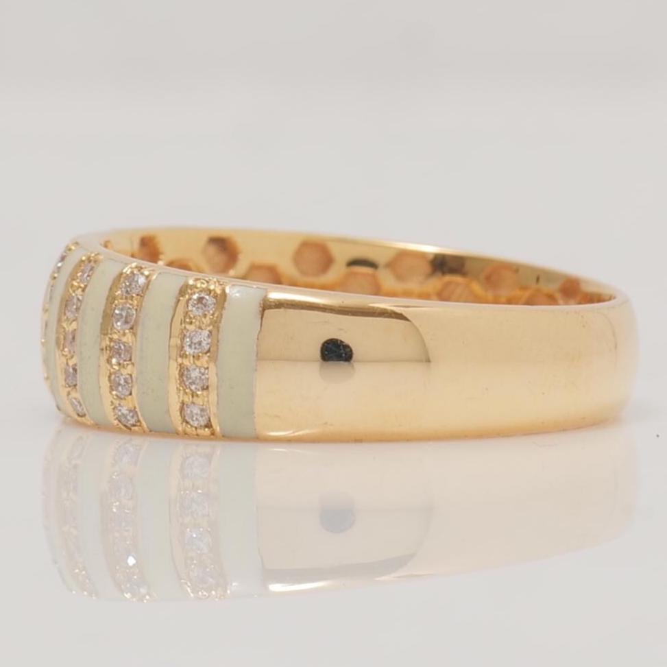 Enamel Diamond Band Ring, 14k Solid Gold, Natural Diamonds, Minimalist Striped Stackable Rings, Everyday Statement Jewelry, Gift For Her