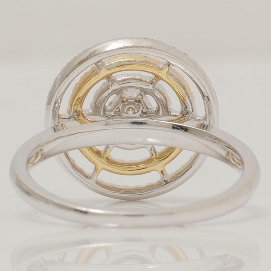 Round Cluster Diamond Ring, 14k Solid Gold, Natural Diamonds, Concentric Circle Cluster Ring, Two Toned Statement Jewelry, Gift For Her