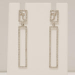 Load image into Gallery viewer, Rectangle Dangle Diamond Earrings, 14k Solid Gold, Long Drop Earrings, Natural Diamonds, Bridal Statement Jewelry, Gift For Her