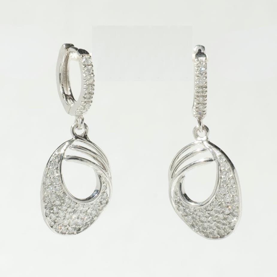 Oval Drop Diamond Dangle Earrings, 14k Solid Gold, Natural Diamonds, Bridal Statement Earrings, Everyday Earrings, Gift For Her