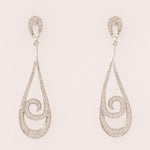 Load image into Gallery viewer, Teardrop Dangle Diamond Earrings, 14k Solid Gold, Swirl Drop Diamond Earrings, Natural Diamonds, Bridal Statement Earrings, Gift For Her