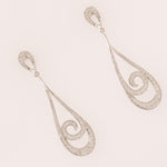 Load image into Gallery viewer, Teardrop Dangle Diamond Earrings, 14k Solid Gold, Swirl Drop Diamond Earrings, Natural Diamonds, Bridal Statement Earrings, Gift For Her